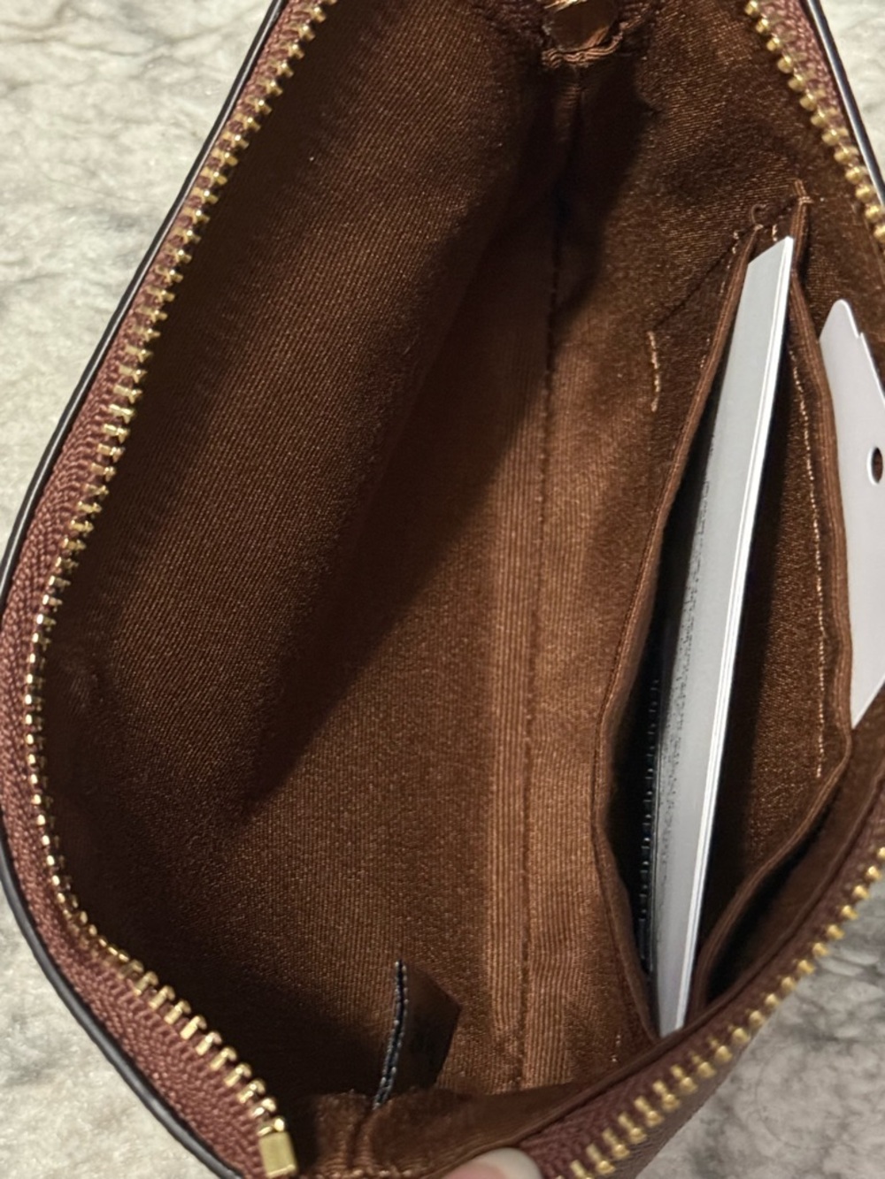 Coach Brown Pebbled Leather Wristlet Zip Pouch NWT - Picture 5 of 6